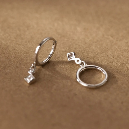 Créoles avec pendentif losange en zircon