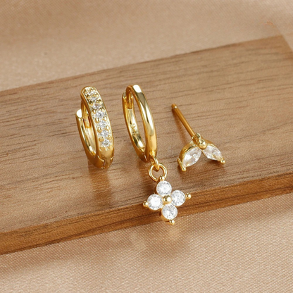 Set de boucles d’oreilles luxe pour femme avec cristaux