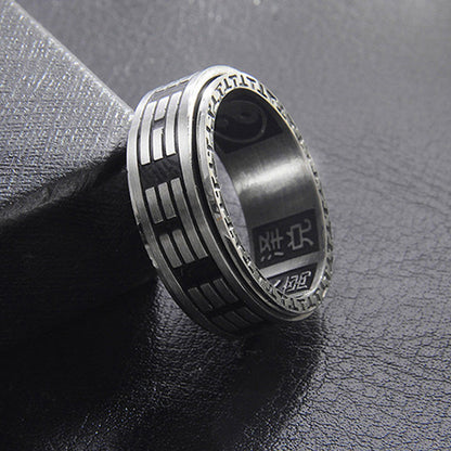 Bague acier inoxydable symbole Yin Yang noir argent – Léo