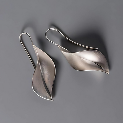 Boucles d'oreilles vintage en forme de feuille plaqué argent