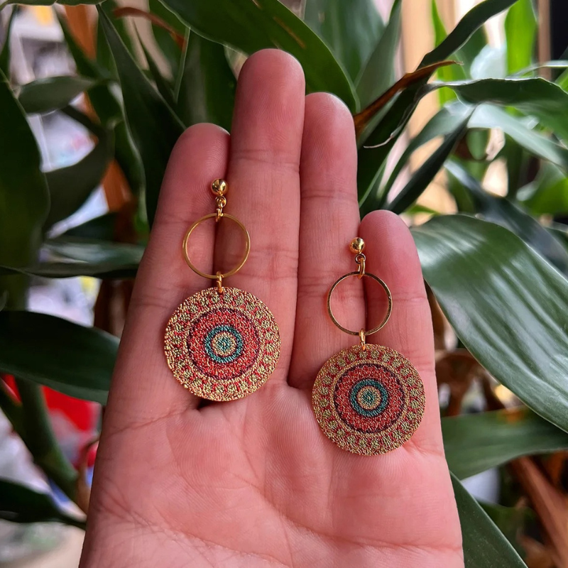 Boucles d'oreilles Mandala Boho plaqué or