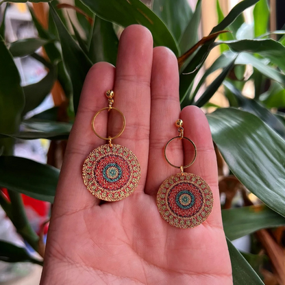 Boucles d'oreilles Mandala Boho plaqué or