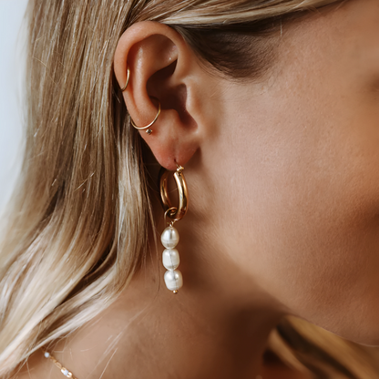Boucles d'Oreilles Hoops avec Pendentif en Perles