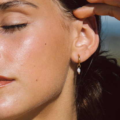 Boucles d'Oreilles en Hoops avec Perles d'Eau Douce
