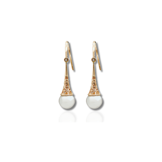 Boucles d'oreilles gouttes perles vintage plaqué or