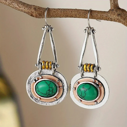 Boucles d'Oreilles Pendantes Boho avec Pendentif Turquoise