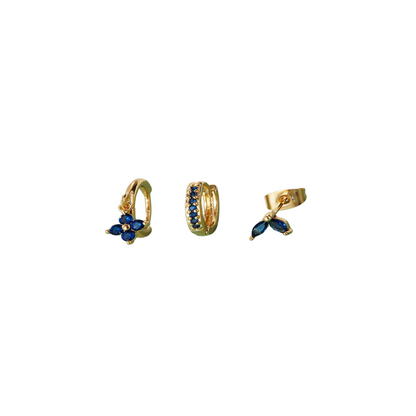 Set de boucles d’oreilles fleurs en acier inoxydable doré
