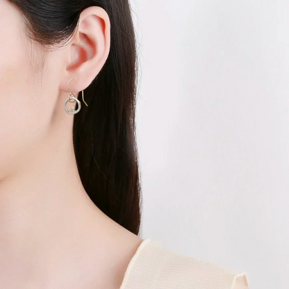 Boucles d'Oreilles Vintage en Or et Argent avec Zirconia