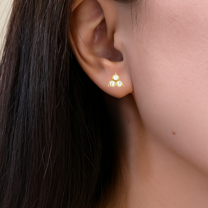 Boucles d'oreilles clous en Zirconia Scintillant Plaquées or