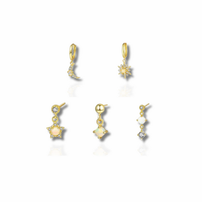 Boucles d'oreilles opales plaqué or