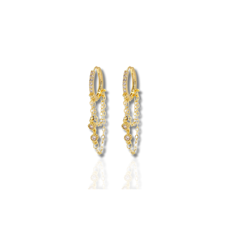 Boucles d'oreilles à créoles en or et argent avec zircon