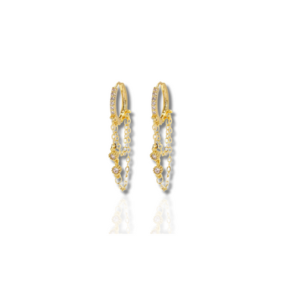 Boucles d'oreilles à créoles en or et argent avec zircon
