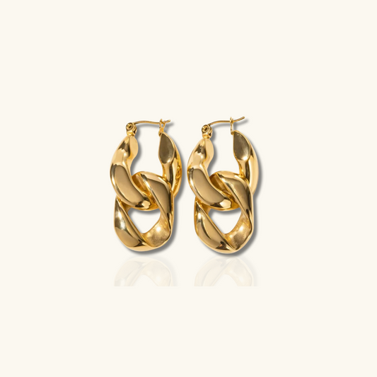 Boucles d'oreilles pendantes géométriques ovales dorées