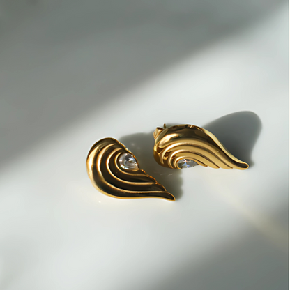 Boucles d'oreilles gouttes cœur brisé plaqué or