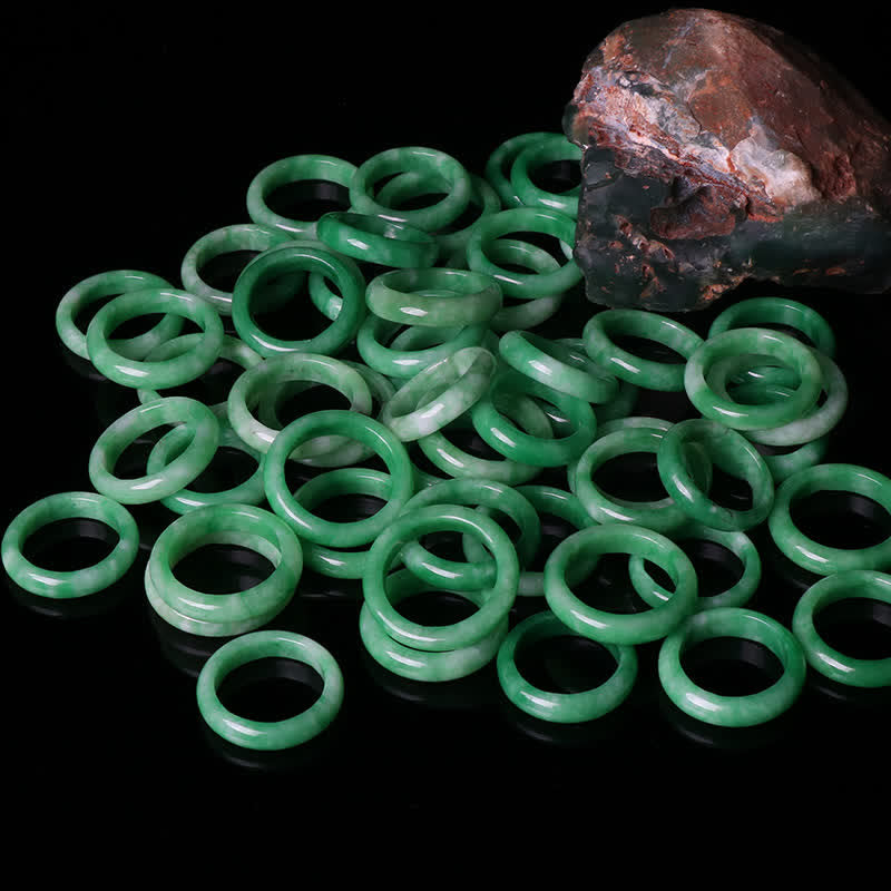 Bague ronde jade vert translucide – Léo