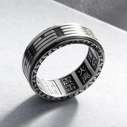 Bague acier inoxydable symbole Yin Yang noir argent – Léo