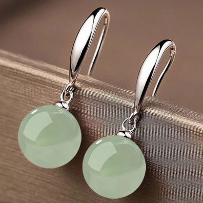 Boucles d'oreilles gouttes perles jade plaqué or