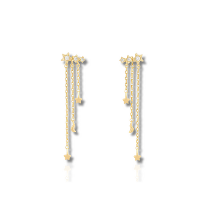 Boucles d'oreilles à franges en or avec zircon