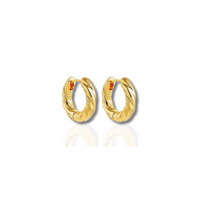 Boucles d'oreilles créoles torsadées plaqué or