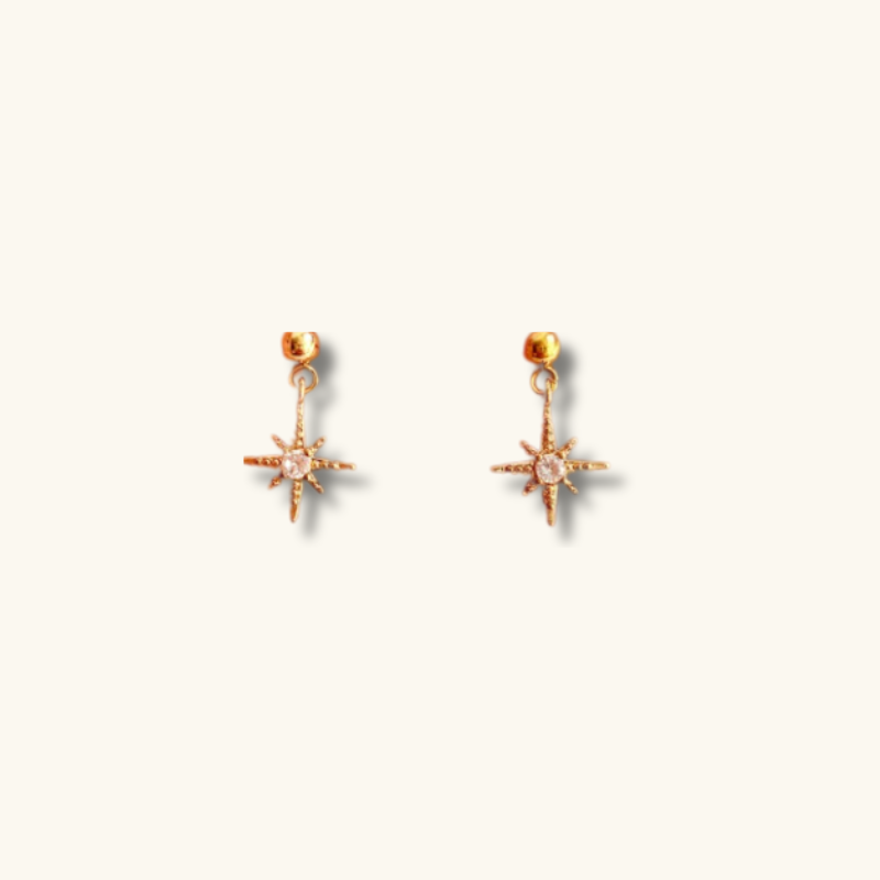 Set de Boucles d’Oreilles Dorées Étoile & Chaînette
