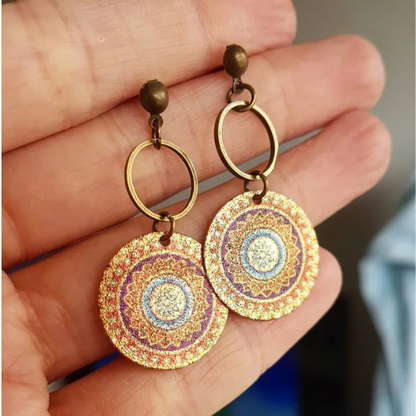 Boucles d'oreilles Mandala Boho plaqué or