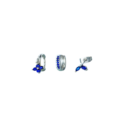 Set de boucles d’oreilles fleurs en acier inoxydable doré