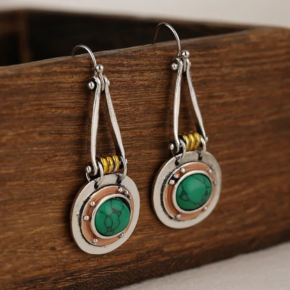Boucles d'Oreilles Pendantes Boho avec Pendentif Turquoise