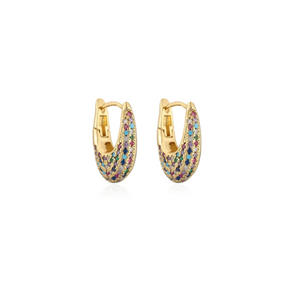 Boucles d'Oreilles Élégantes avec Cristaux Colorés Incrustés Or