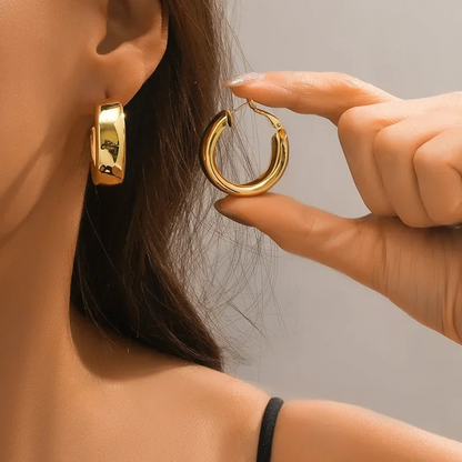 Boucles d'oreilles créoles dorées grandes taille plaqué or