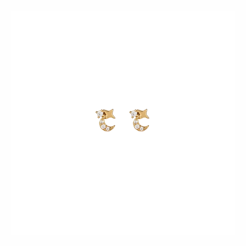 Boucles d'oreilles gouttes lune plaqué or