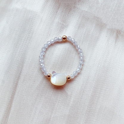 Bague pierres noires chat perles Or 14K – Léo