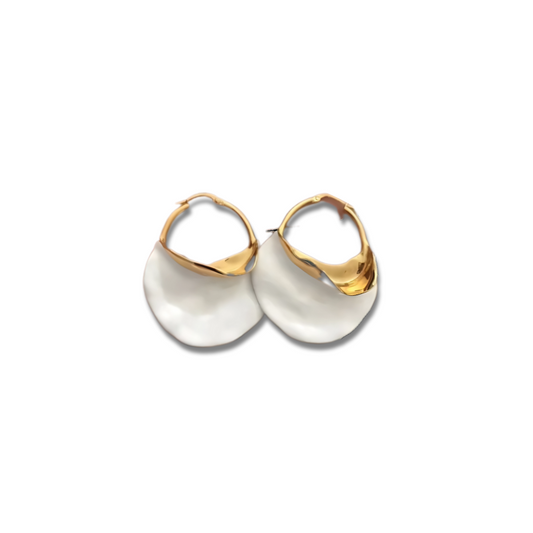 Boucles d'oreilles vintage plage blanc et or plaqué or