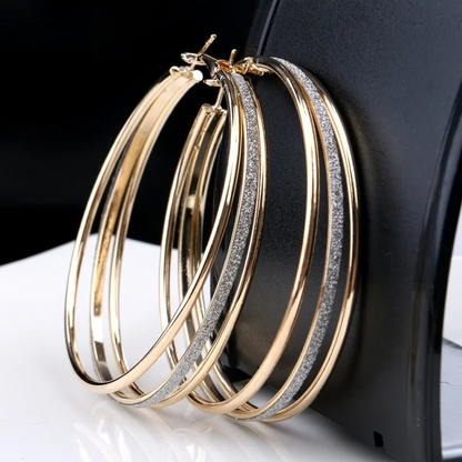 Boucles d'Oreilles Créoles Dorées Transparentes Vintage