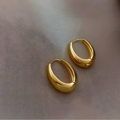 Boucles d'Oreilles en Forme de Goutte Dorées