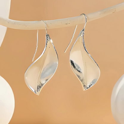 Boucles d'oreilles vintage en forme de feuille plaqué argent