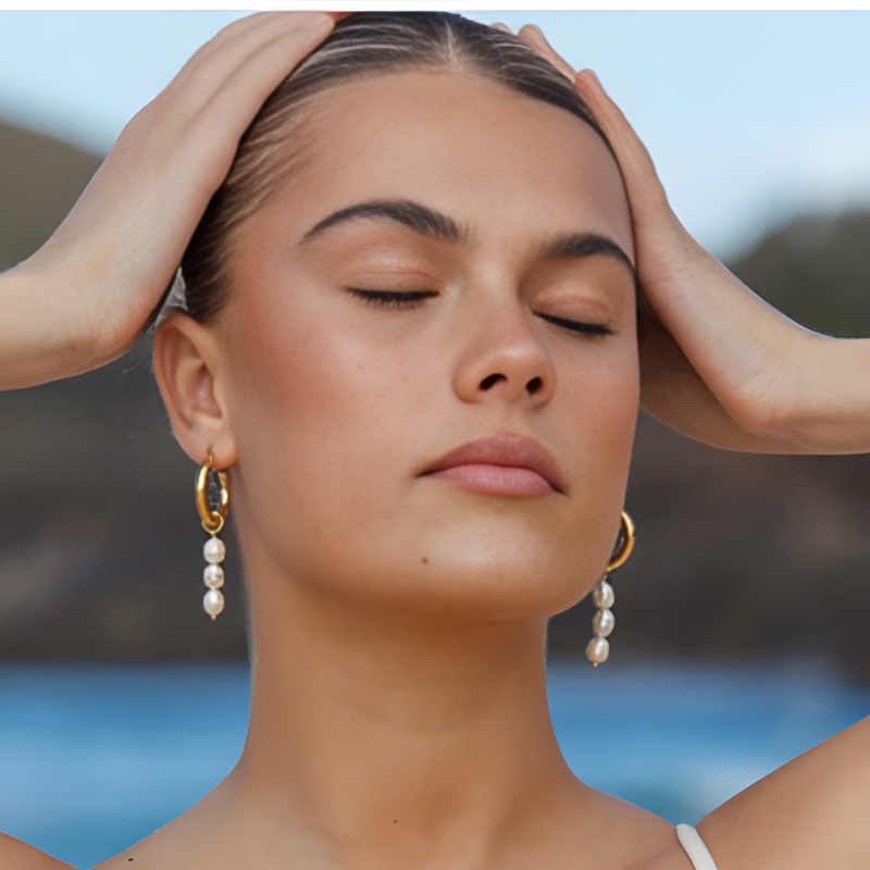 Boucles d'Oreilles Hoops avec Pendentif en Perles