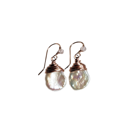 Boucles d'oreilles gouttes perles baroques vintage plaqué or