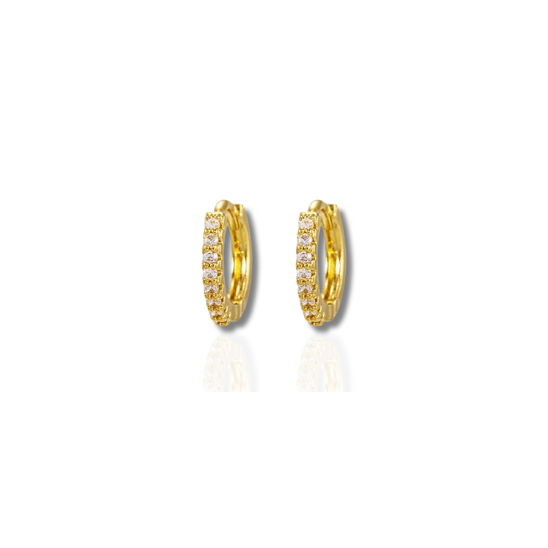 Boucles d'oreilles à créoles en or et argent avec zircon