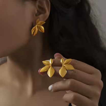 Boucles d'oreilles feuilles dorées plaqué or