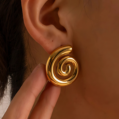 Boucles d'Oreilles Stud Spirales Dorées