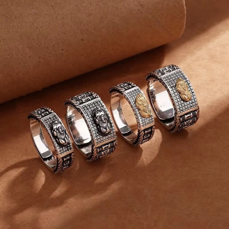 Bague argent gravée relief doré – Léo