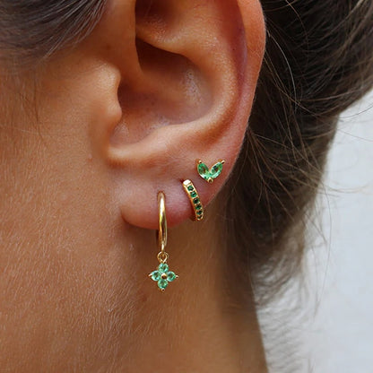 Set de boucles d’oreilles fleurs en acier inoxydable doré