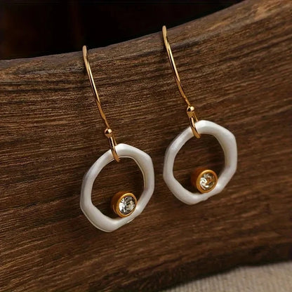 Boucles d'Oreilles Vintage en Or et Argent avec Zirconia