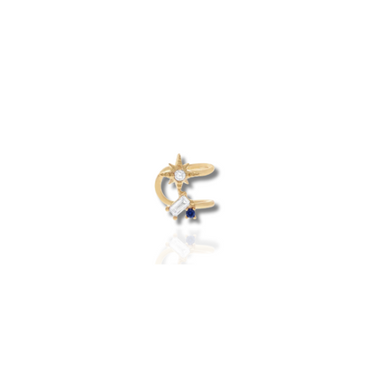 Boucles d'oreilles à franges en or avec zircon