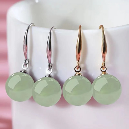 Boucles d'oreilles gouttes perles jade plaqué or