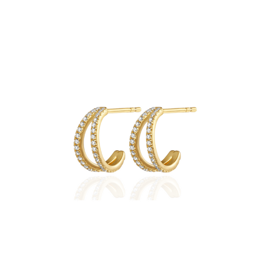 Boucles d'oreilles de luxe à double zircon