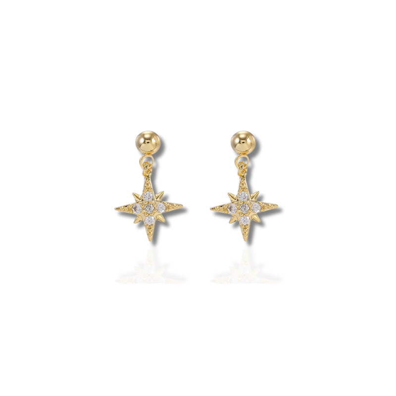 Boucles d'oreilles à créoles en or et argent avec zircon