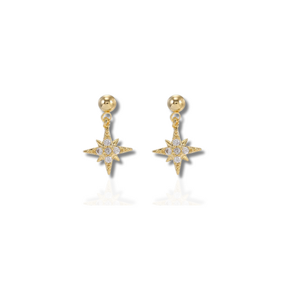 Boucles d'oreilles à créoles en or et argent avec zircon