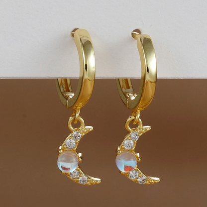 Boucles d'oreilles opales plaqué or