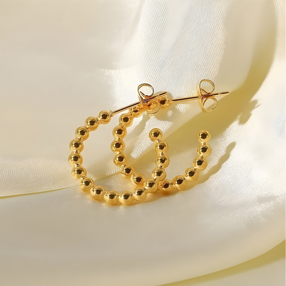 Boucles d'Oreilles en Hoops C-Shaped Perles Dorées